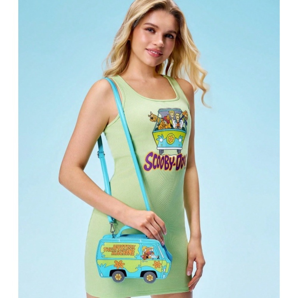Scooby-Doo Mystery Machine Van Crossbody Bag Blue Novelty Handbag - Picture 4 of 6